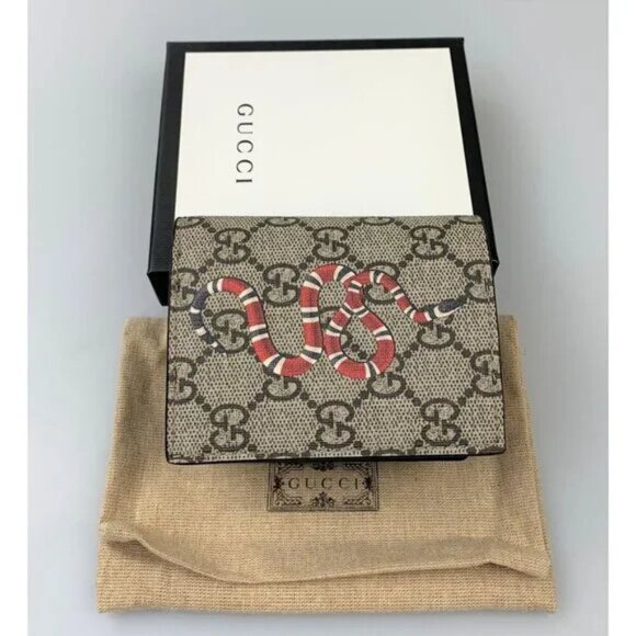 NWT Gucci Kingsnake Print GG Supreme Wallet - Picture 1 of 11